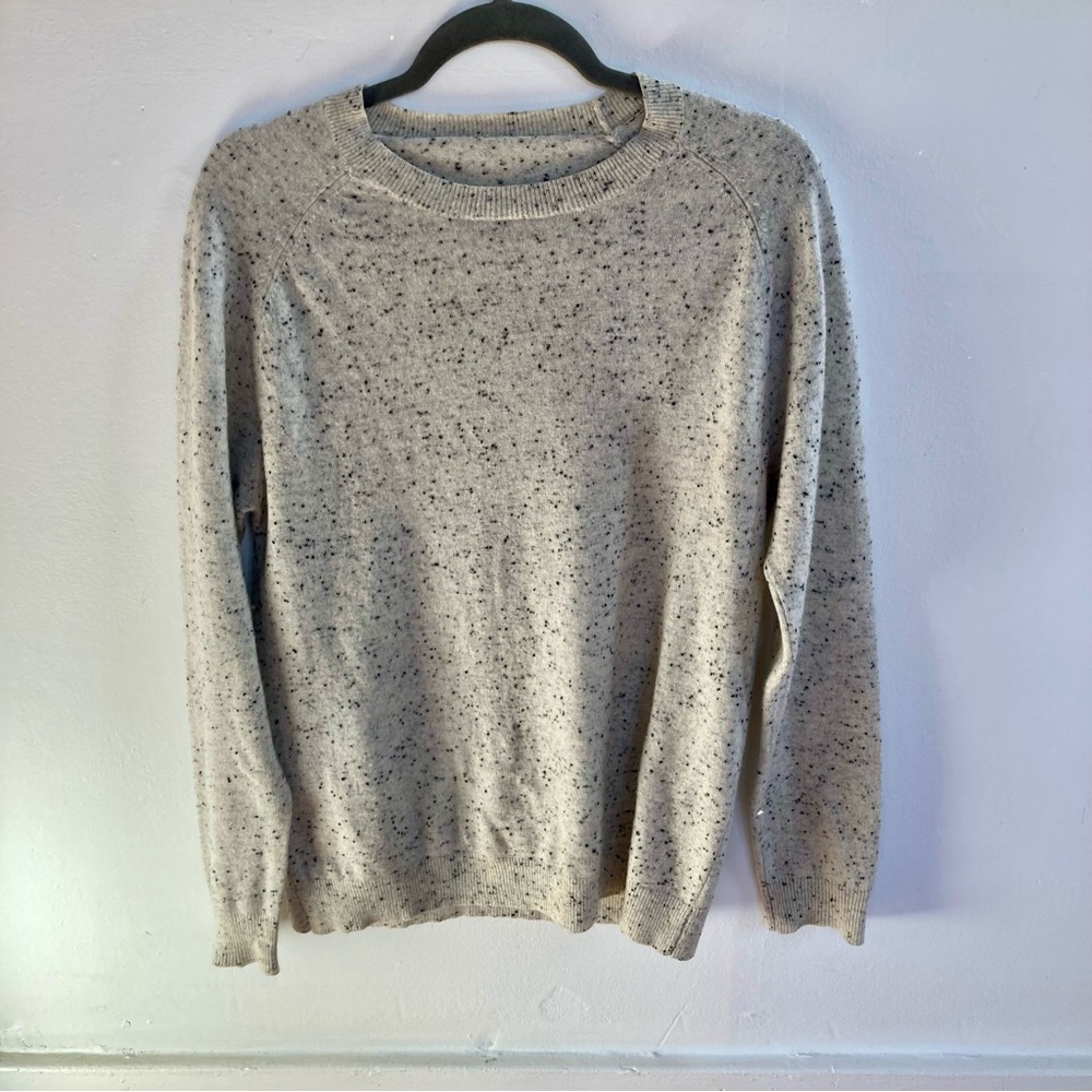 Baldwin Kansas City Women's Long Slv Cashmere and Wool Sweater Gray Heather Sz S